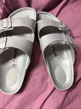 Birkenstock White Two-Strap EVA Slides